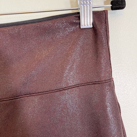 Assets by Spanx Women's Burgundy Leather Stretchable High-Rise Leggings Size XL - Picture 3 of 10
